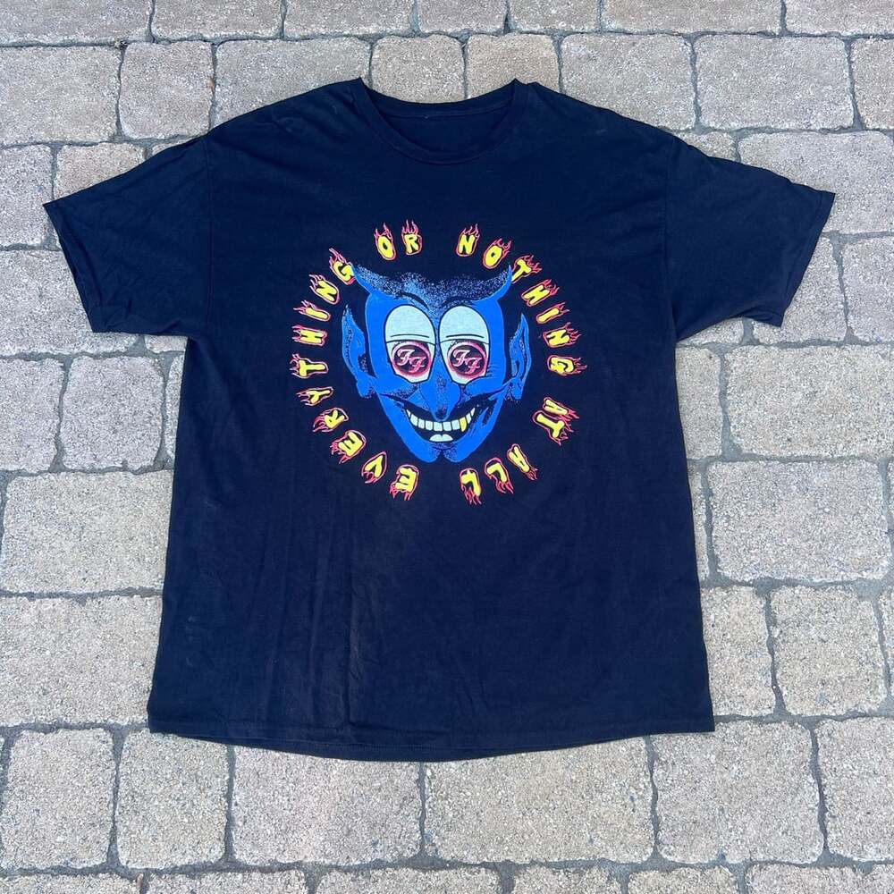 Foo Fighters Everything Or Nothing At All Tour T-Shirt Black Parking Lot Boot L
